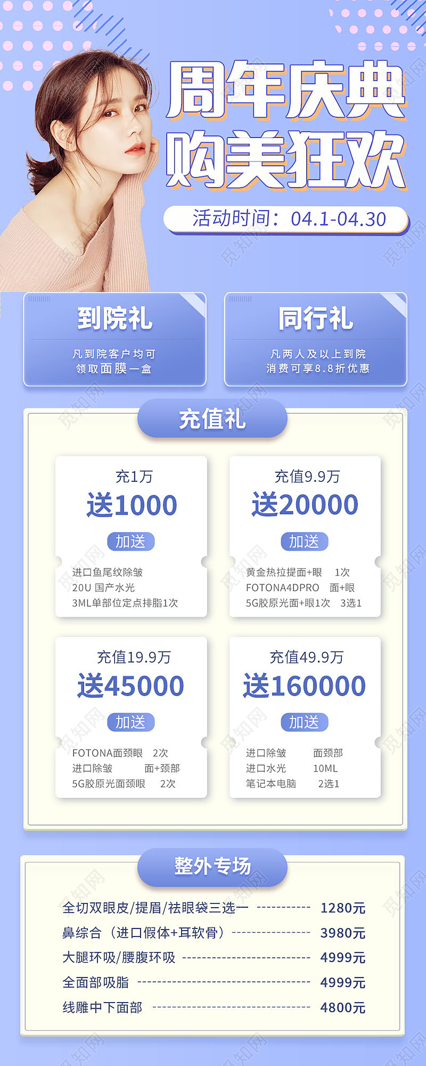 美容整形医美护肤补水手机长图模板设计医美长图