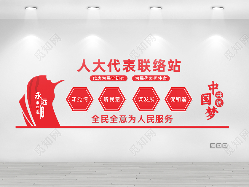 红色简约大气人大代表联络站文化墙人大代表文化墙