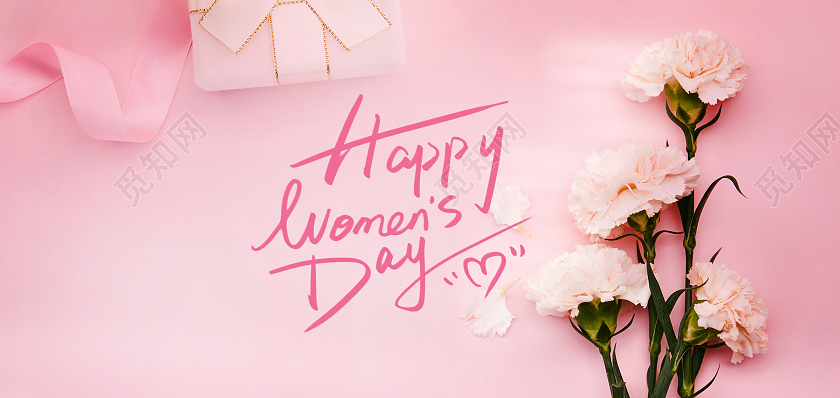 粉色横版康乃馨妇女节贺卡节日贺卡38妇女节38妇女节贺卡