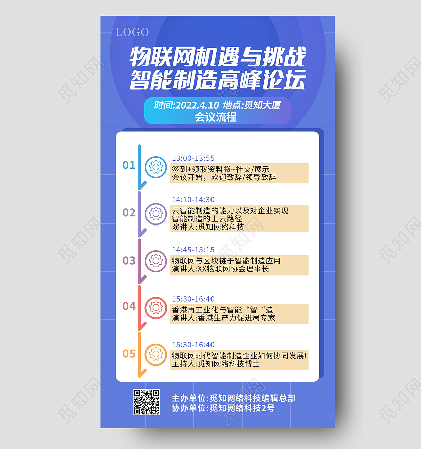 物联网机遇与挑战智能制造高峰论坛会议流程手机海报时间轴手机海报