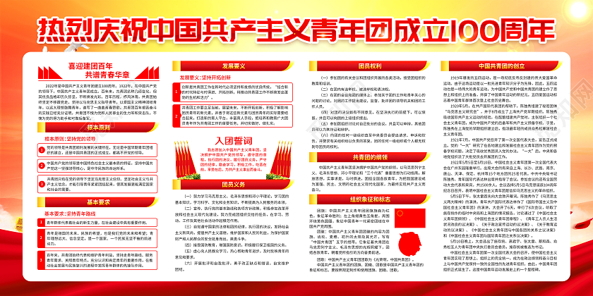黄色党建风格热烈庆祝中国共产主义青年团成立100周年中国共产主义青年团成立100周年宣传栏