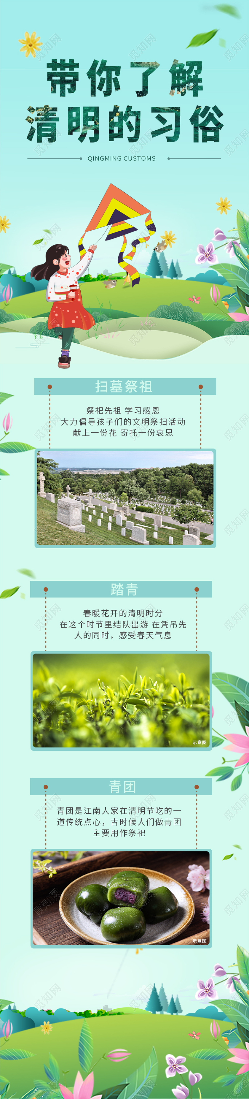 清明节了解传统文化长图清明节清明习俗手机长图