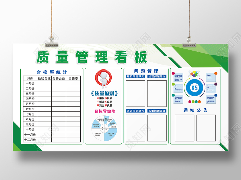 蓝色边框企业公司看板展板质量管理