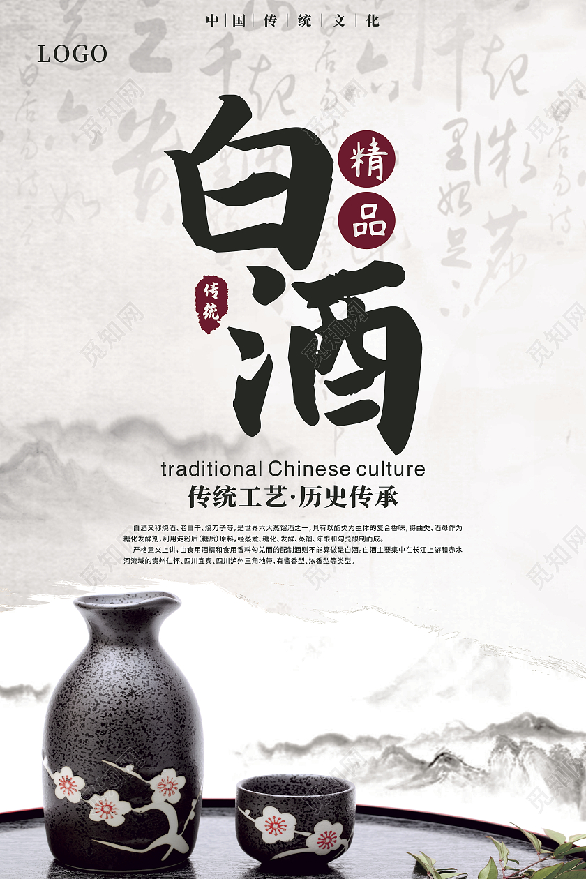 古风简约大气白酒文化宣传介绍宣传海报