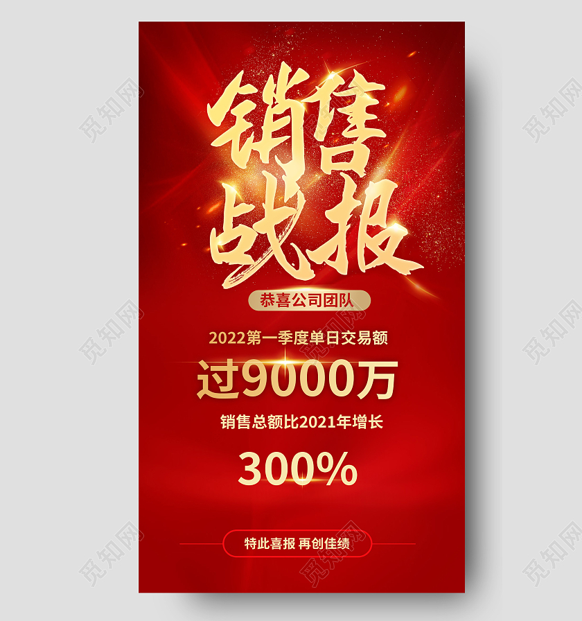 红色大气喜庆销售战报企业公司第一季度销售战报展板UI