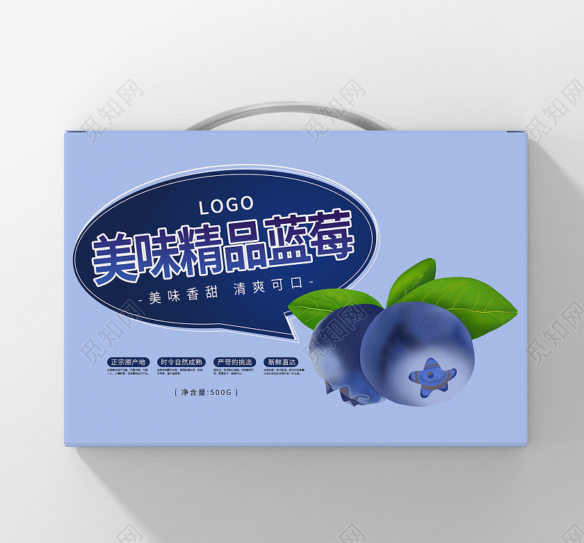 紫色简约清新大气美味精品蓝莓包装设计