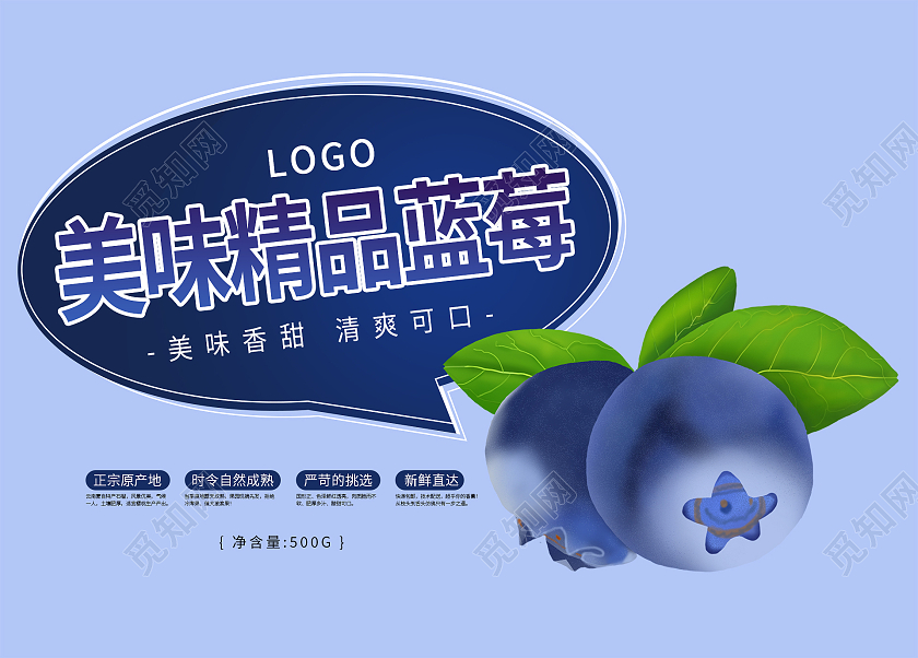 紫色简约清新大气美味精品蓝莓包装设计