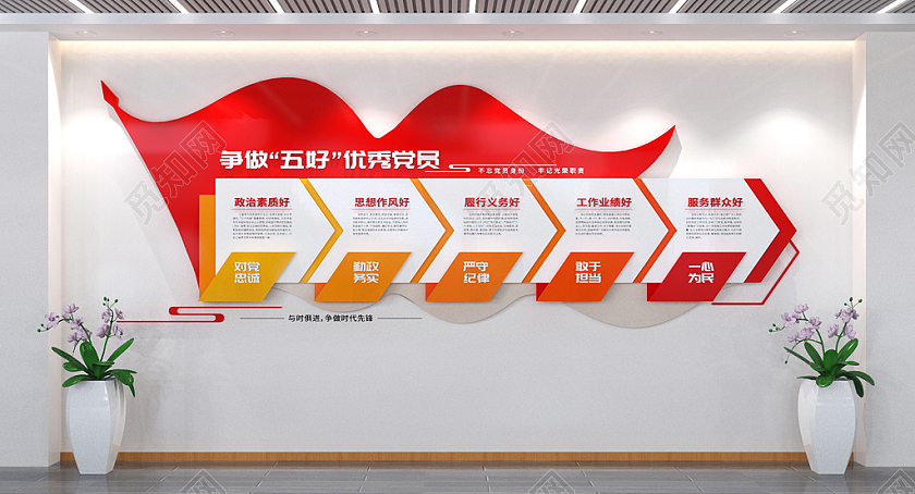 共产党员五好标准党建文化墙优秀党员