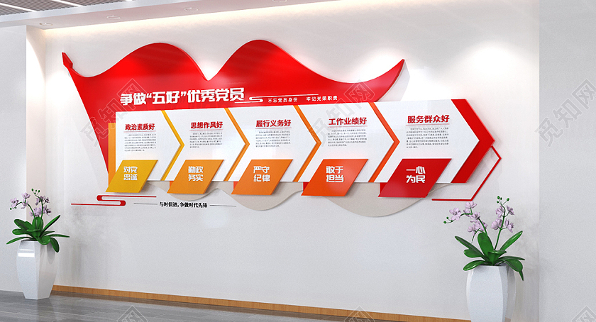 共产党员五好标准党建文化墙优秀党员