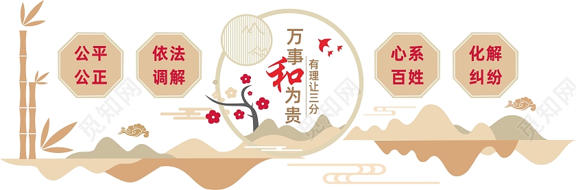 简约大气人民调解室宣传文化墙调解室文化墙