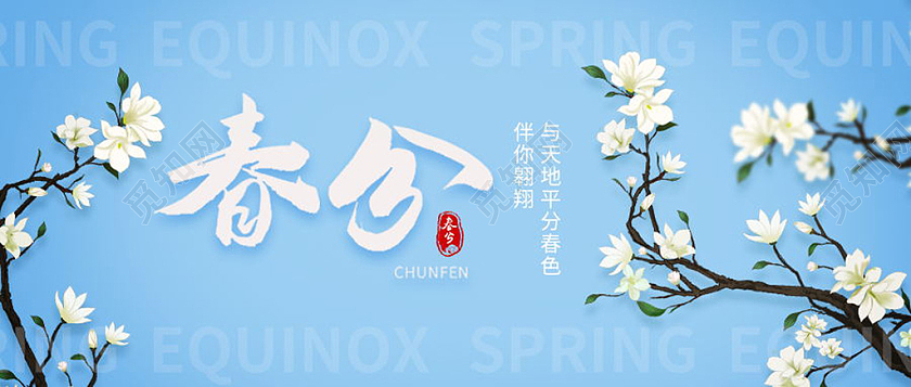简约大气创意二十四节气春分节气微信公众号首图宣传春分公众号