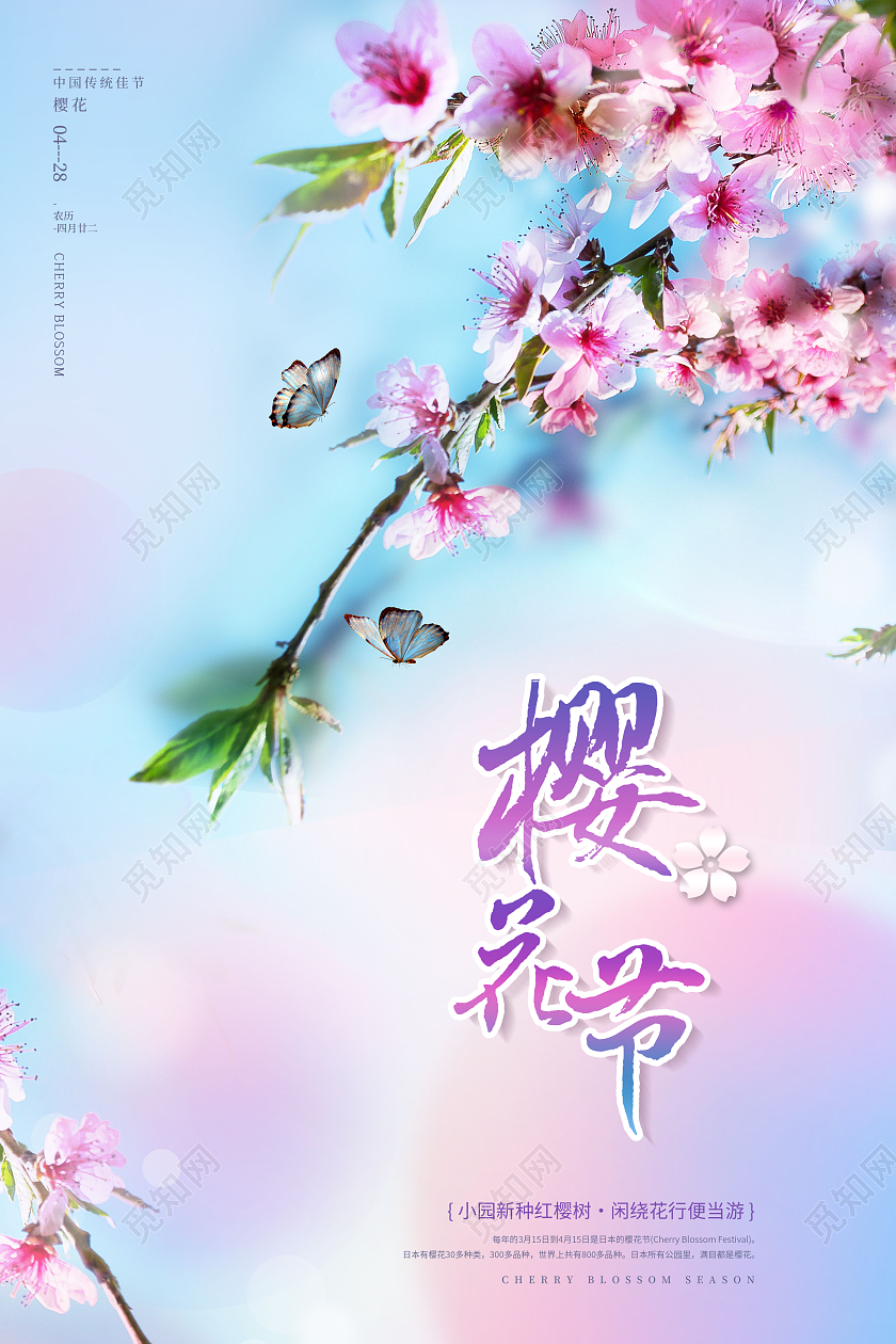 创意樱花节樱花季浪漫樱花海报春天春季樱花