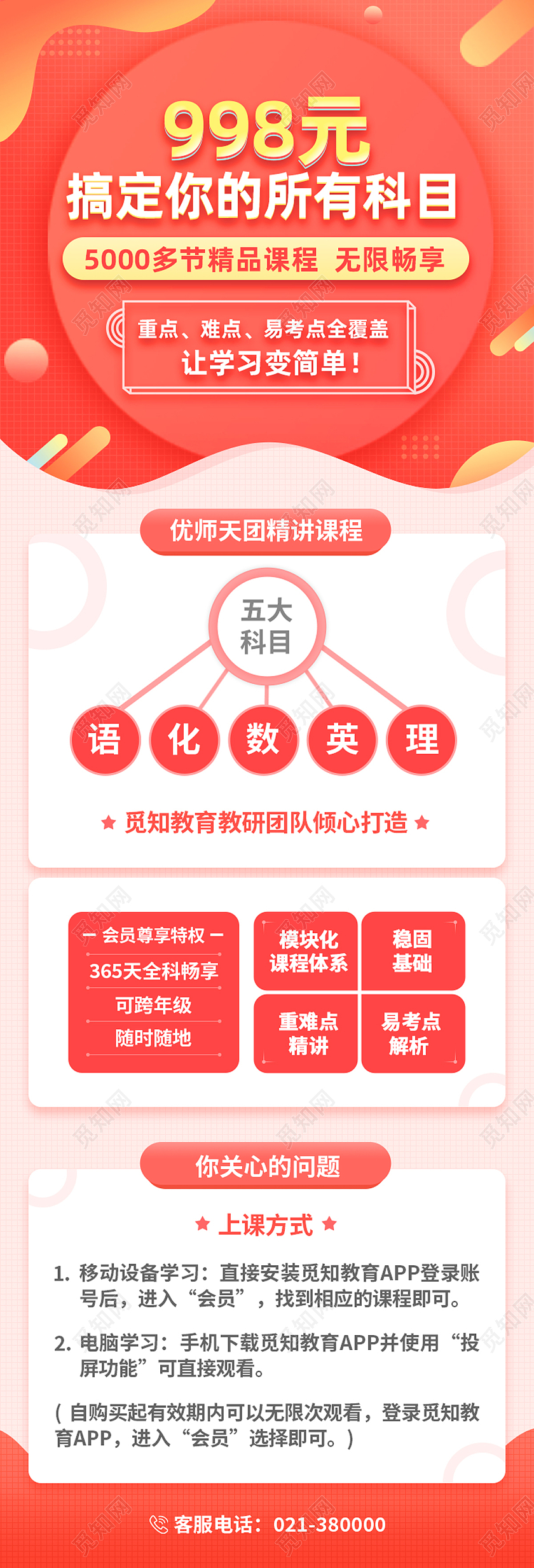 红色简约搞定你的所有科目教育培训长图