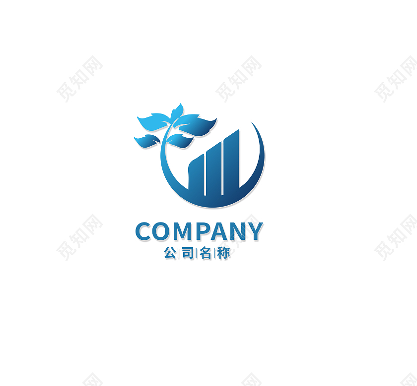 蓝色渐变简约风房地产建筑logo标识标志设计房地产logo