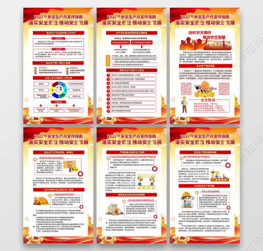 红色风格全国安全生产月宣传挂图