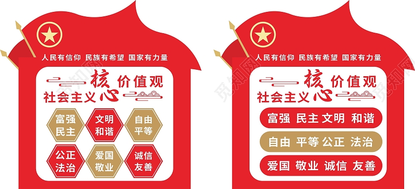 红色社会主义核心价值观文化墙党建文化墙