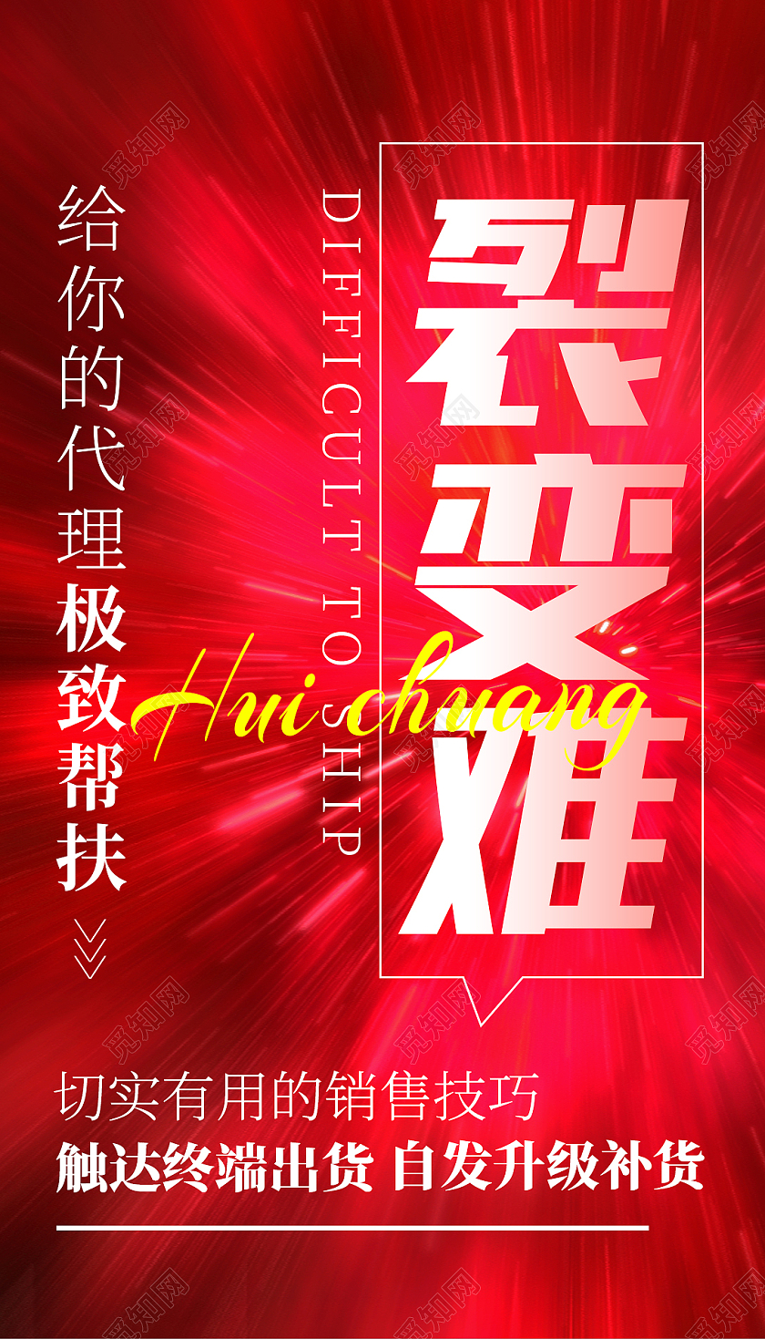 红色简约裂变难裂变手机海报裂变海报