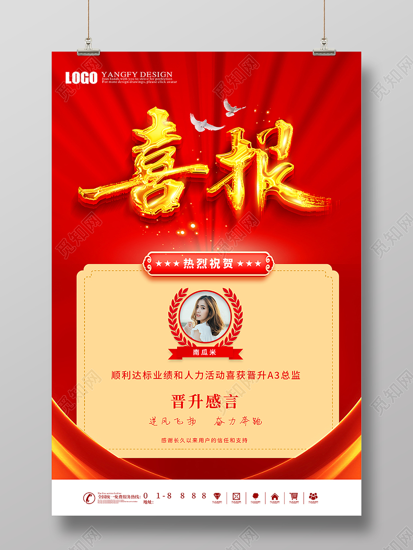红色喜庆喜报高考喜报海报晋升喜报