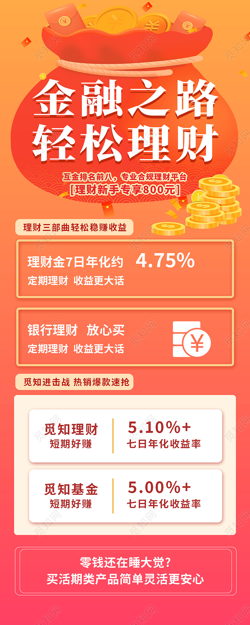 红色卡通金融之路轻松理财理财长图游戏展架