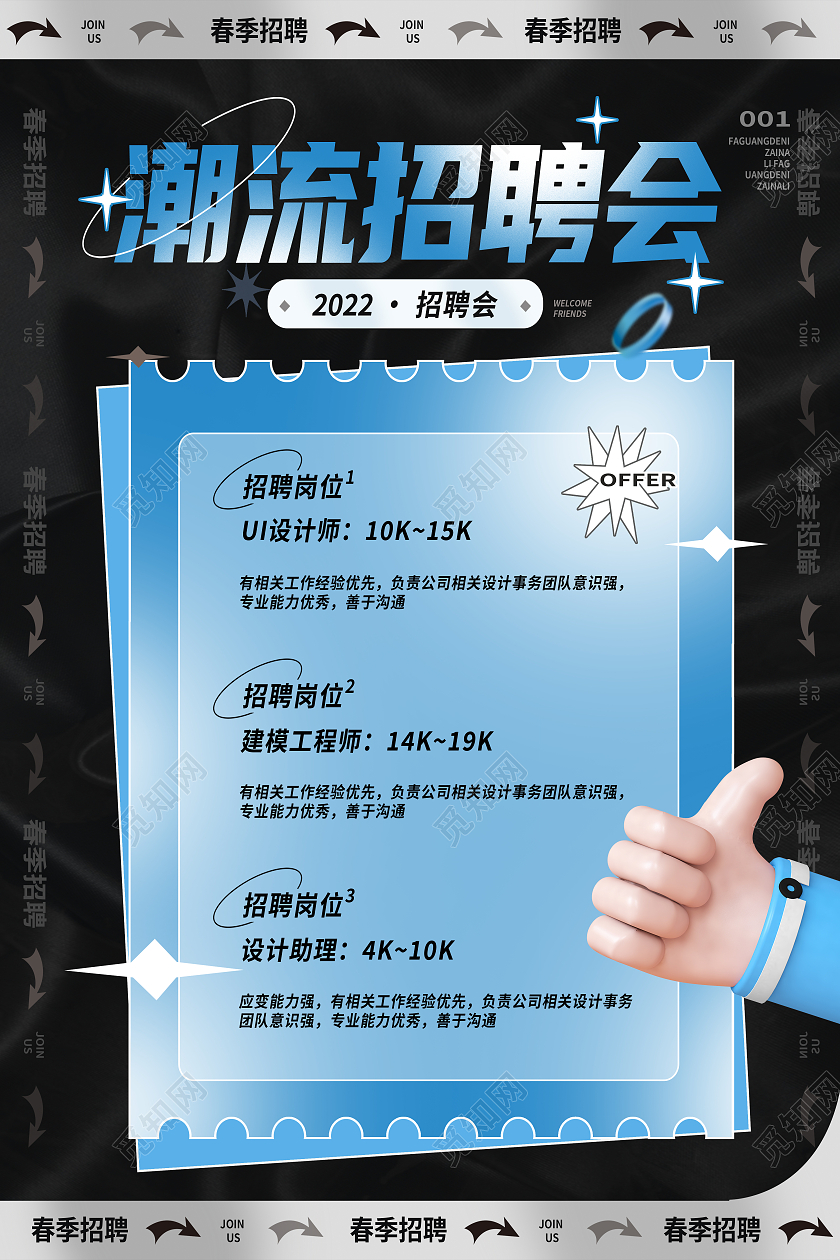 蓝色酸性潮流招聘会诚聘招募招聘海报