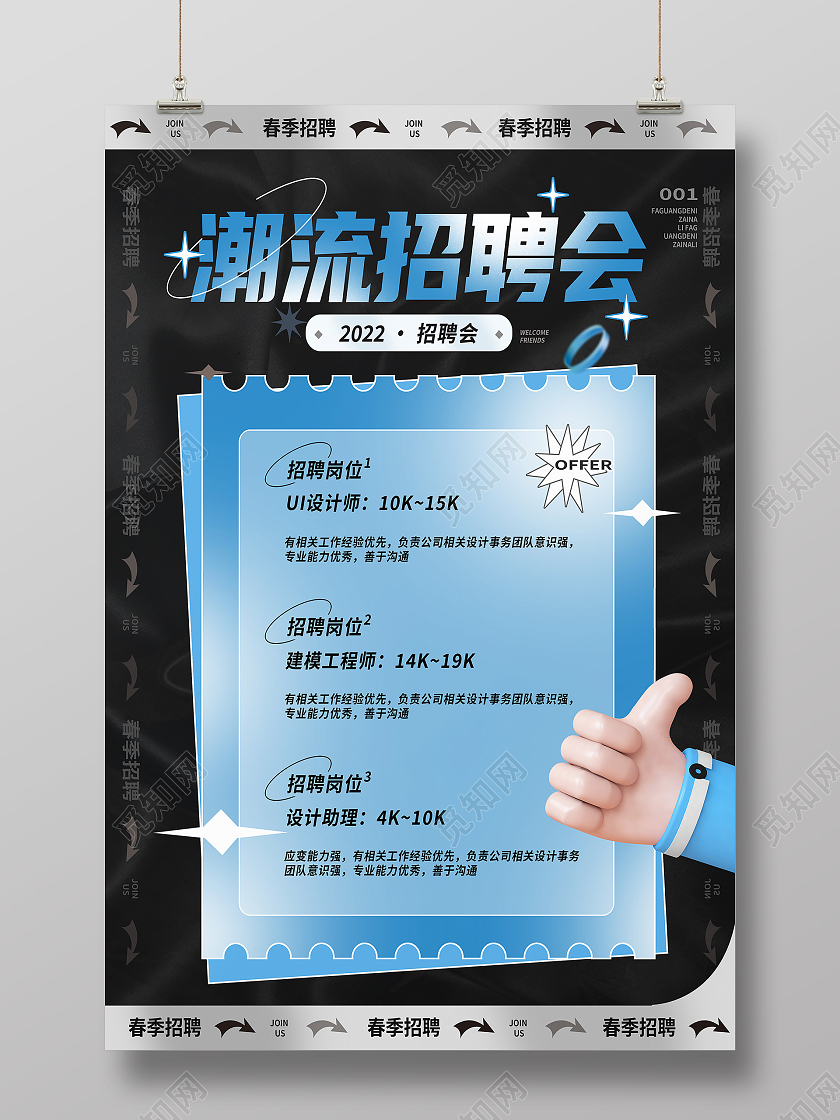 蓝色酸性潮流招聘会诚聘招募招聘海报