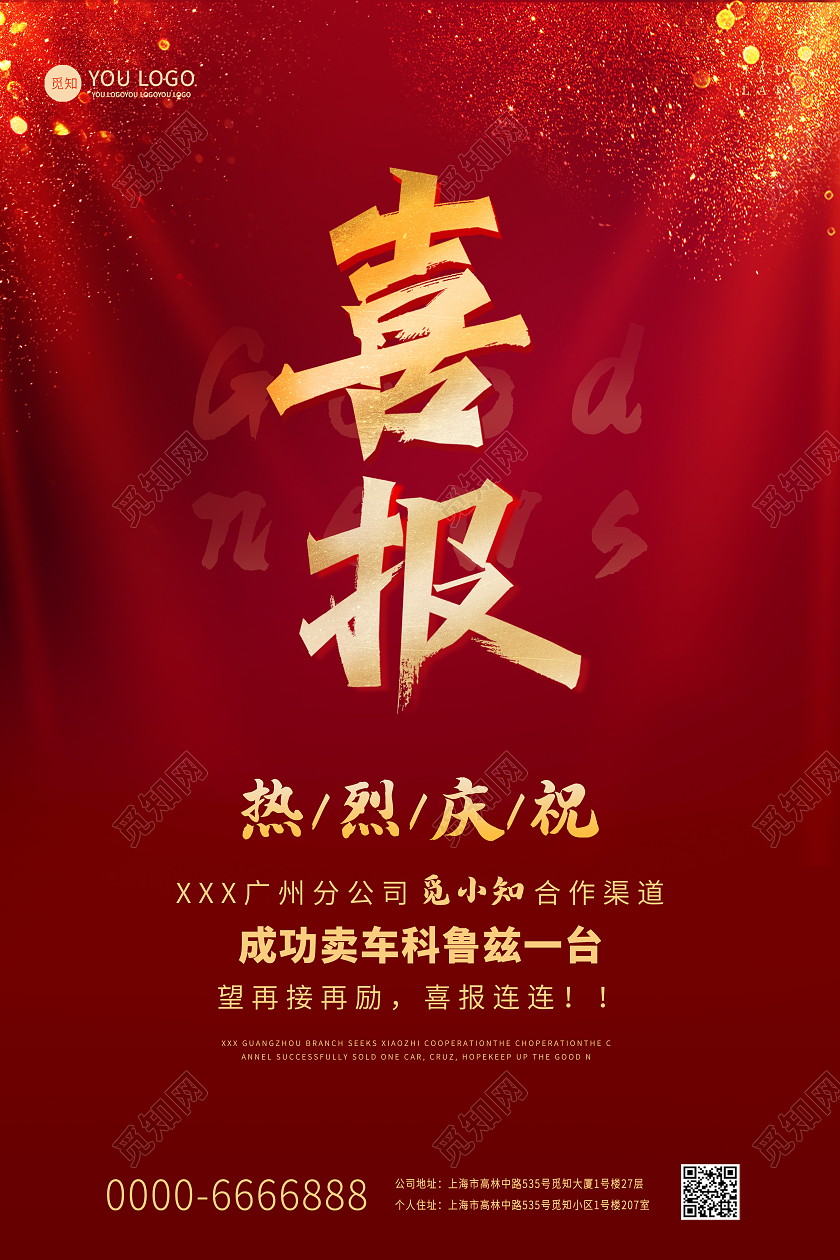 红色中国风签单喜报公司喜报战报业绩报告宣传海报