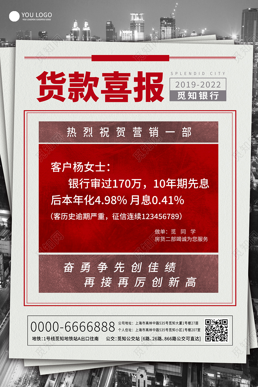 灰色大字报贷款喜报报纸银行宣传海报贷款喜报