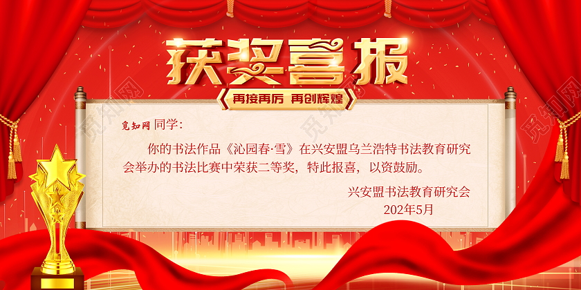 红色大气获奖喜报宣传展板