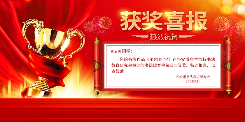 红色大气获奖喜报宣传展板