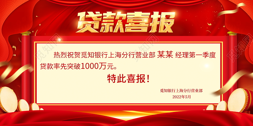 红色立体贷款喜报宣传展板