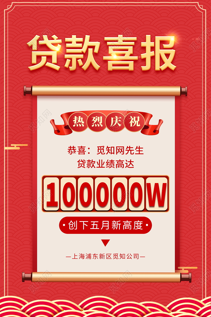 红色大气贷款喜报宣传海报