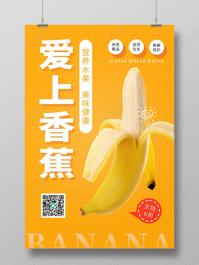 黄色简约时尚水果海报