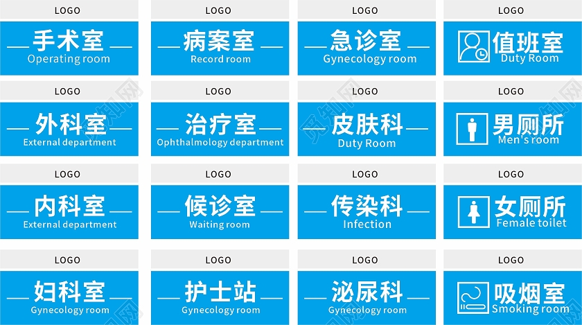 蓝色简约大气医院科室应用标识指示牌医院门牌