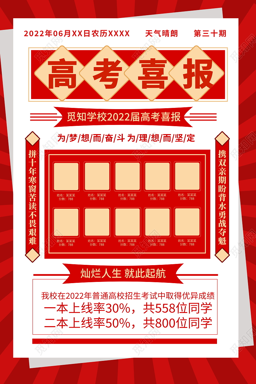 大字报高考喜报宣传海报设计