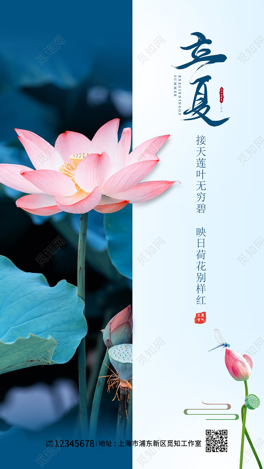 蓝色摄影实拍立夏海报二十四节气24节气