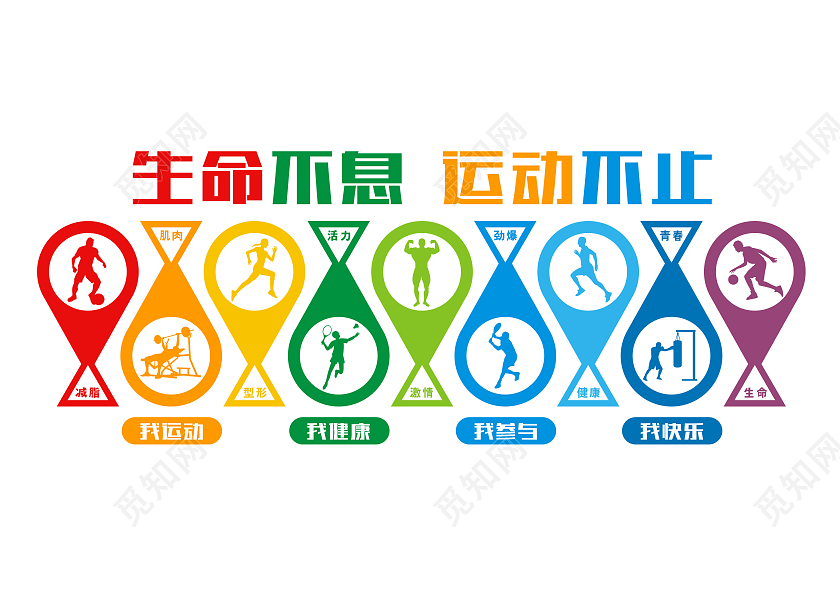 彩色靓丽体育文化墙生命不息运动不止文化墙运动文化墙