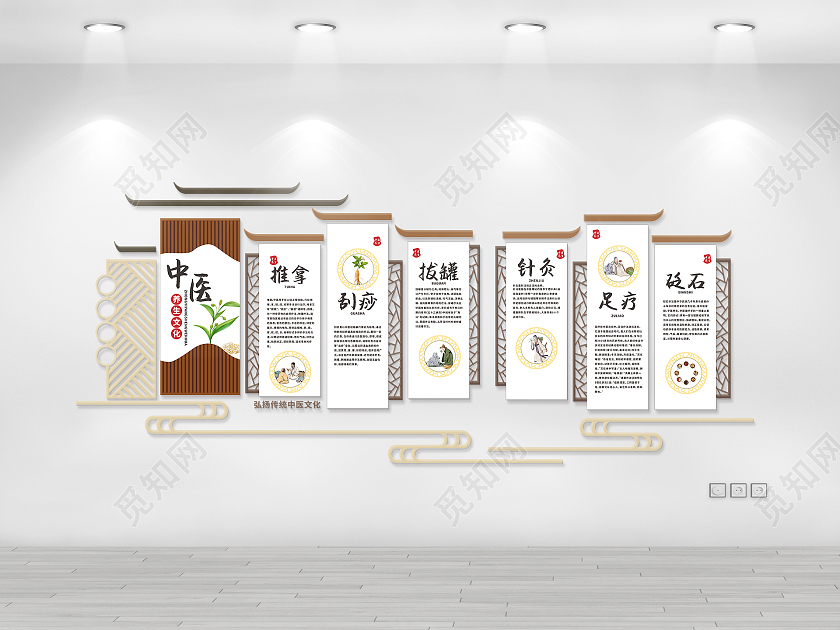 中式风格医院中医知识文化墙中医文化墙