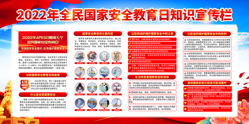 蓝色风格全民国家安全教育日宣传栏中国全民国家安全教育日宣传栏