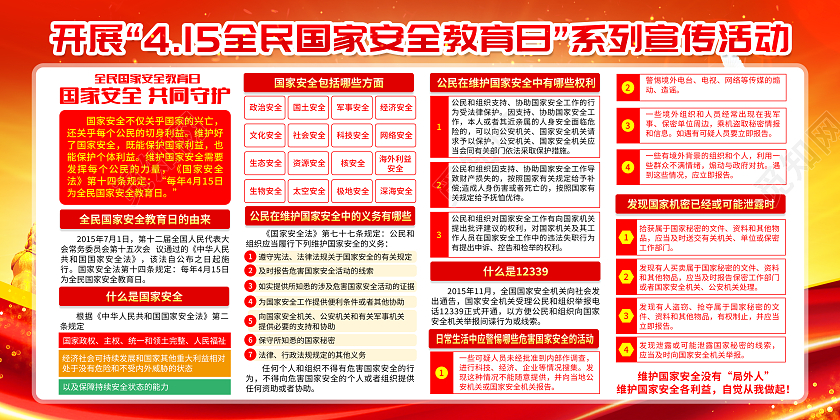 红黄风格全民国家安全教育日宣传栏中国全民国家安全教育日宣传栏