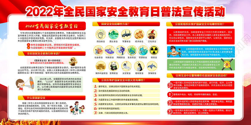 水彩风格全民国家安全教育日宣传栏中国全民国家安全教育日宣传栏
