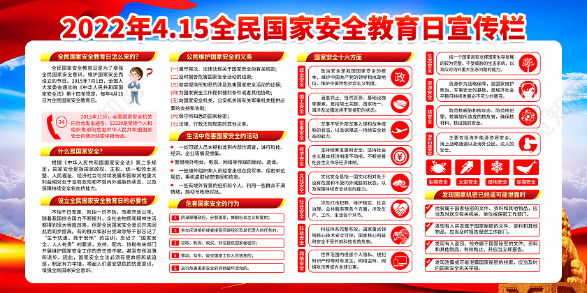 蓝色风格国家安全教育日宣传栏中国全民国家安全教育日宣传栏