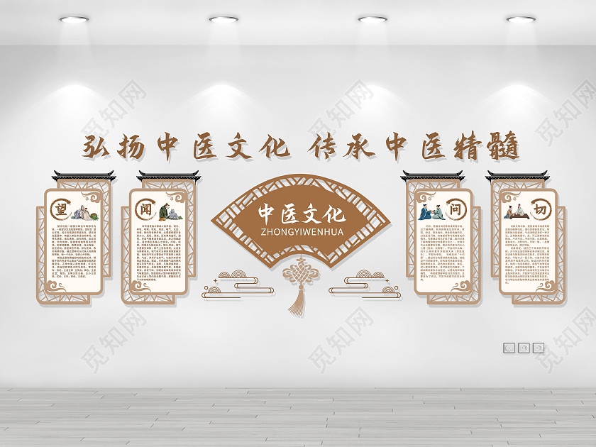棕色中式古风弘扬中医文化传承中医精髓中医文化墙