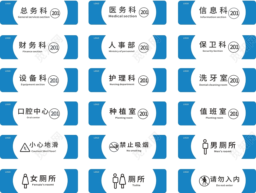 简约大气医院科室应用标识指示牌医院科室门牌医院门牌