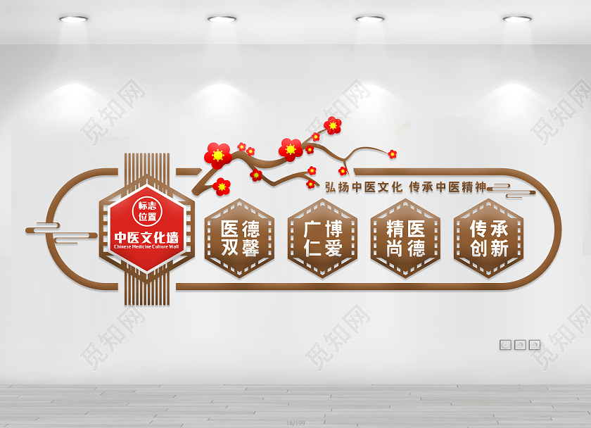 色中式中医医院文化墙中医文化墙