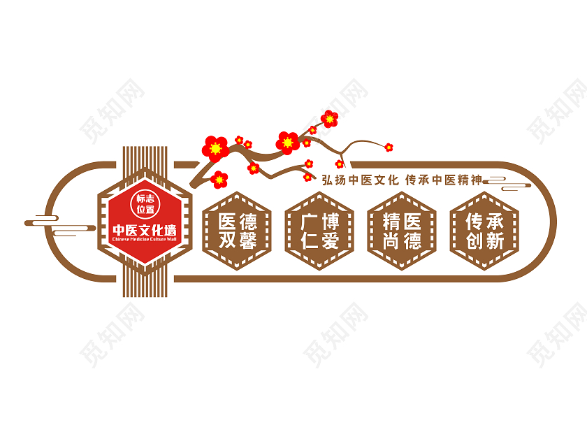 色中式中医医院文化墙中医文化墙