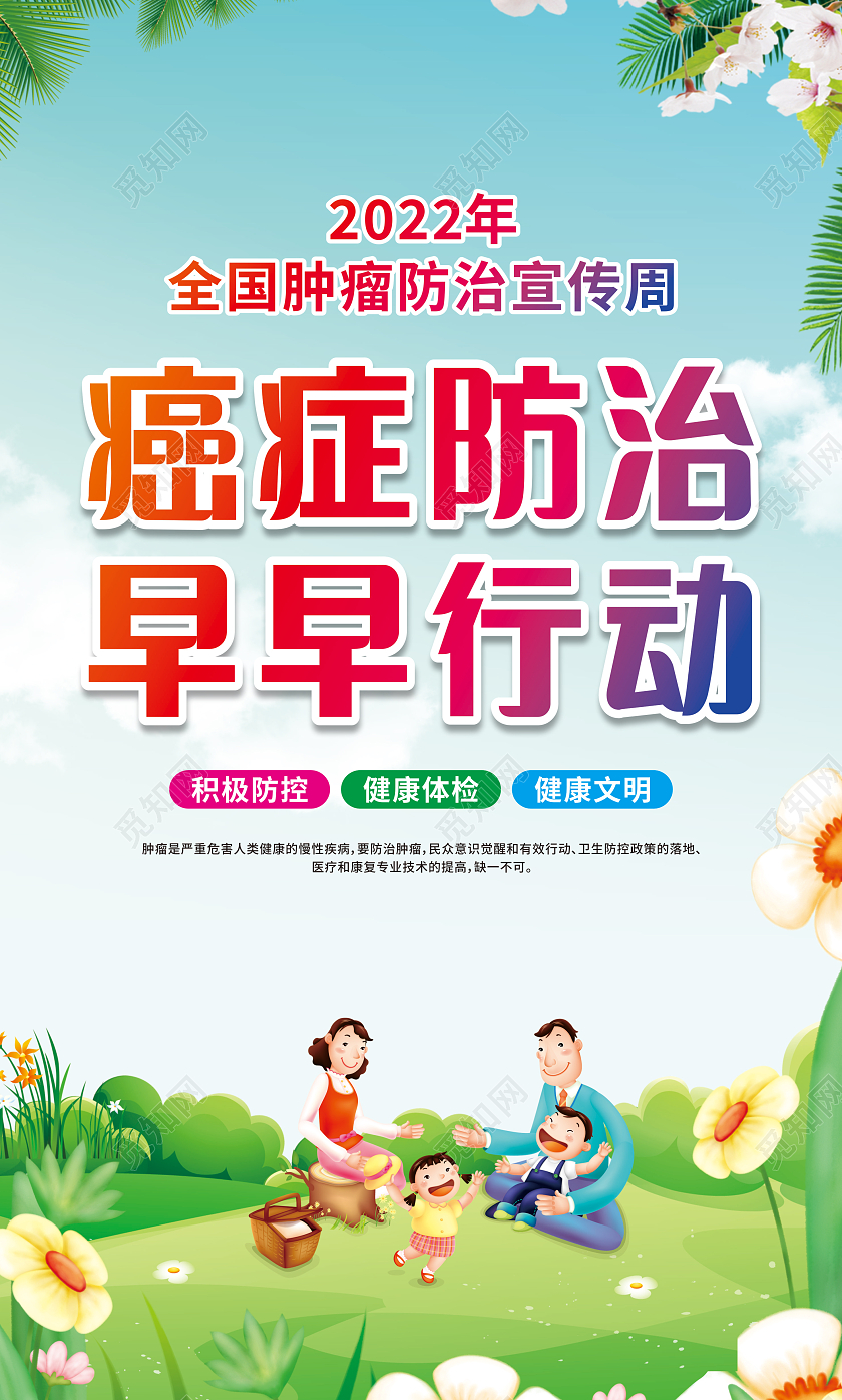 绿色卡通2022年全国肿瘤防治宣传周套图全国肿瘤防治宣传周宣传栏