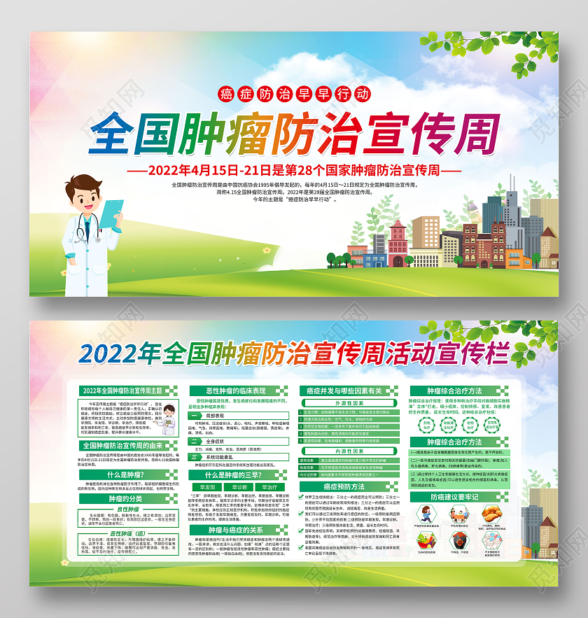 绿色简约全国肿瘤防治宣传周全国肿瘤防治宣传周宣传栏