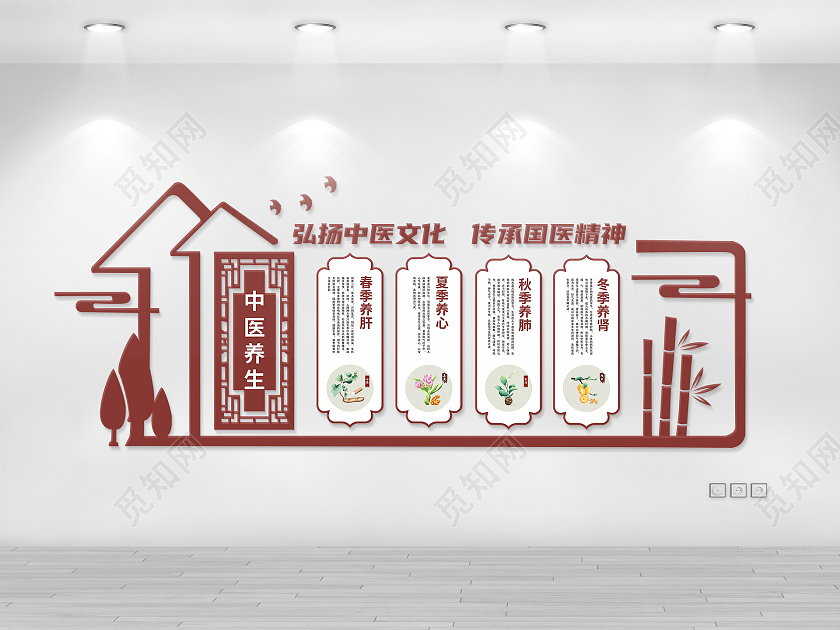 大气房屋造型中医养生中医文化墙