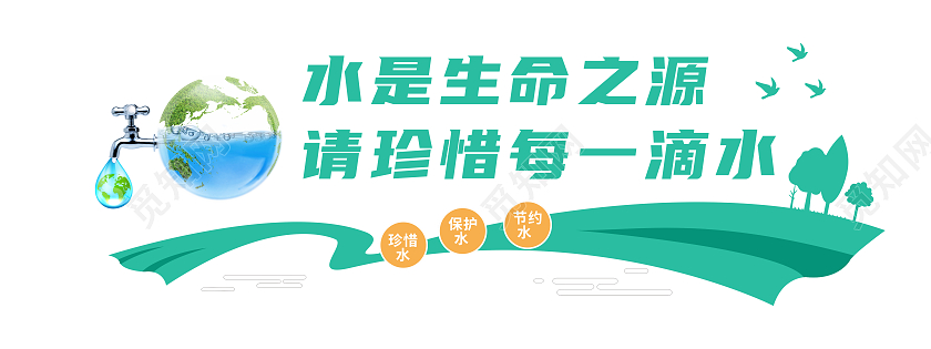 简约清新绿色节约用水文化墙