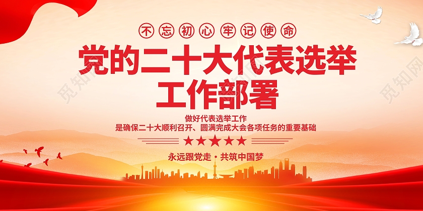 红色简约大气党的二十大代表选举工作宣传党建宣传展板党建文案展板